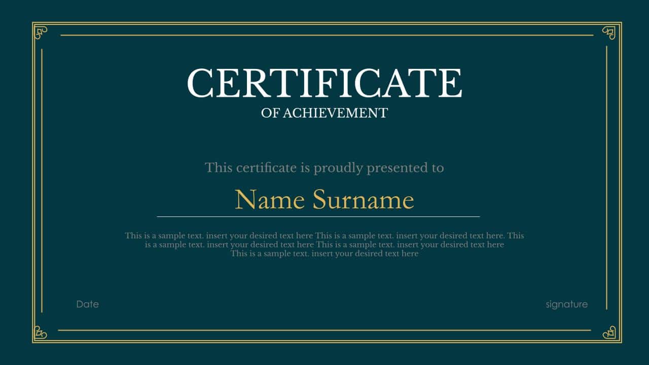 sample award certificate template