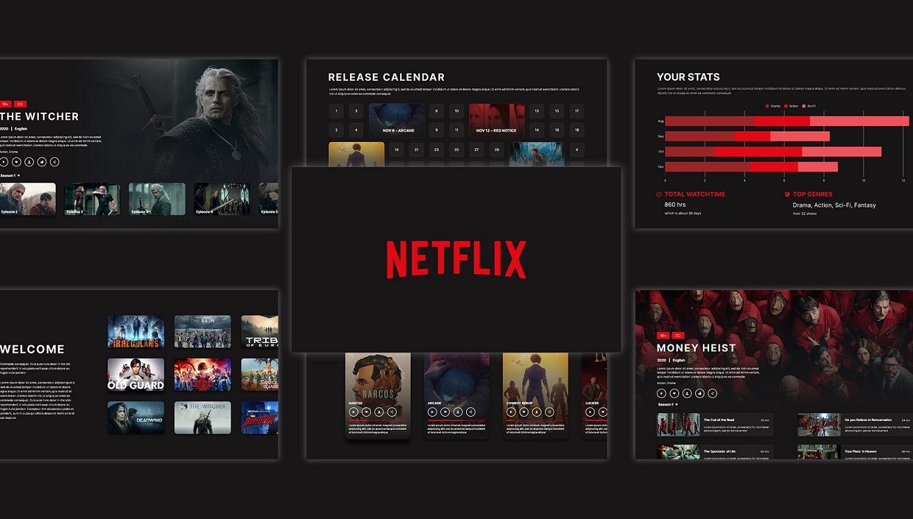Plantilla de presentación de tema de Netflix  