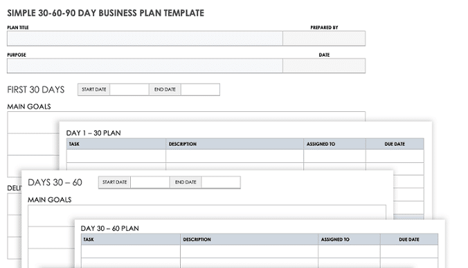 100 day plan template excel