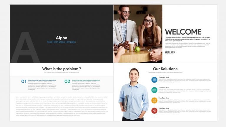 Plantillas de PowerPoint de pitch deck gratuitas alfa