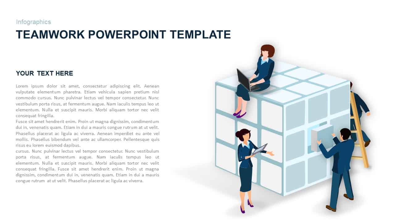 Plantilla de PowerPoint de trabajo en equipo y diapositiva de Keynote