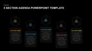 Free dark PowerPoint agenda slide template
