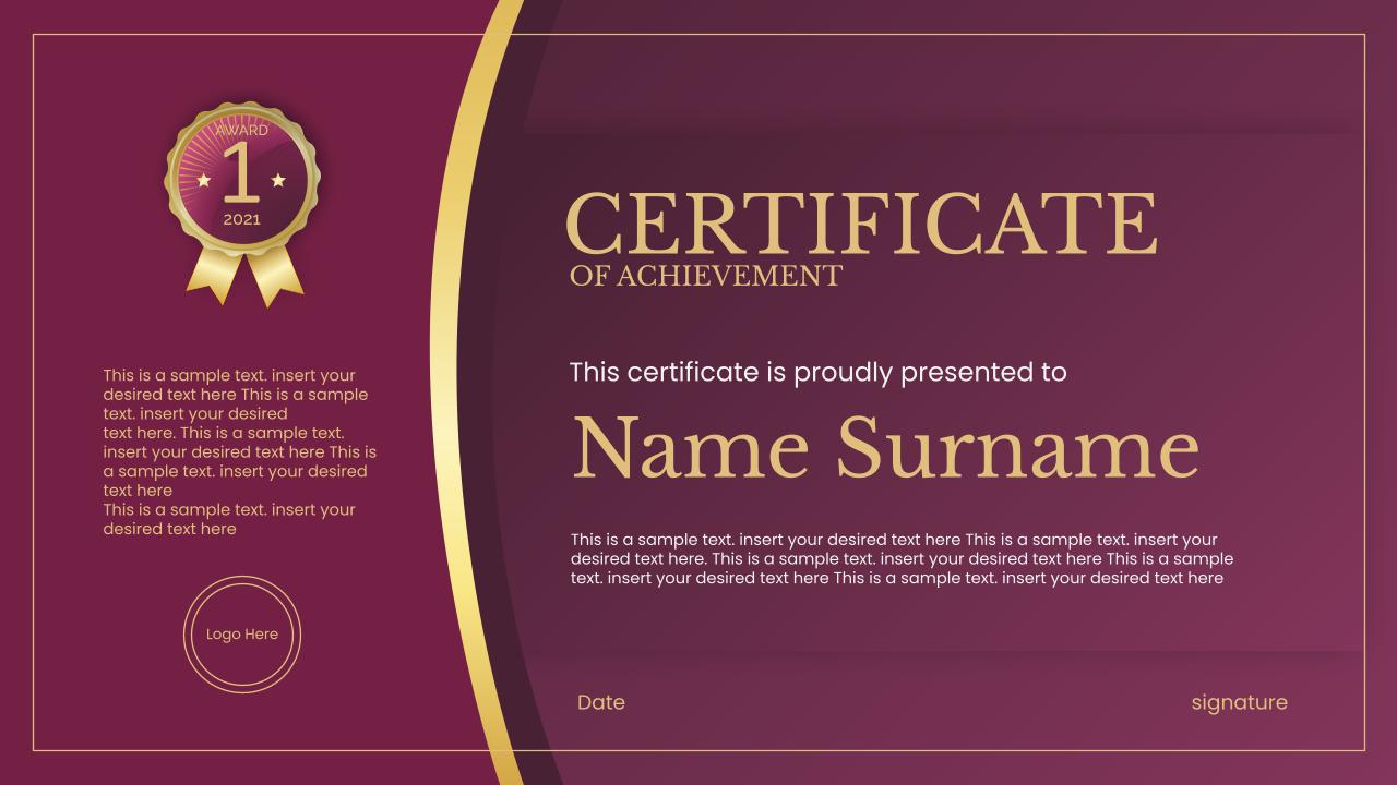 Free certificate template google slides 