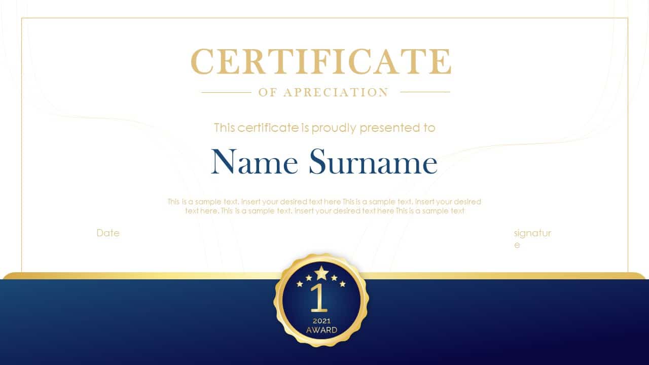 Free Award Certificate Template for Google Slides and PowerPoint For Award Certificate Template Powerpoint