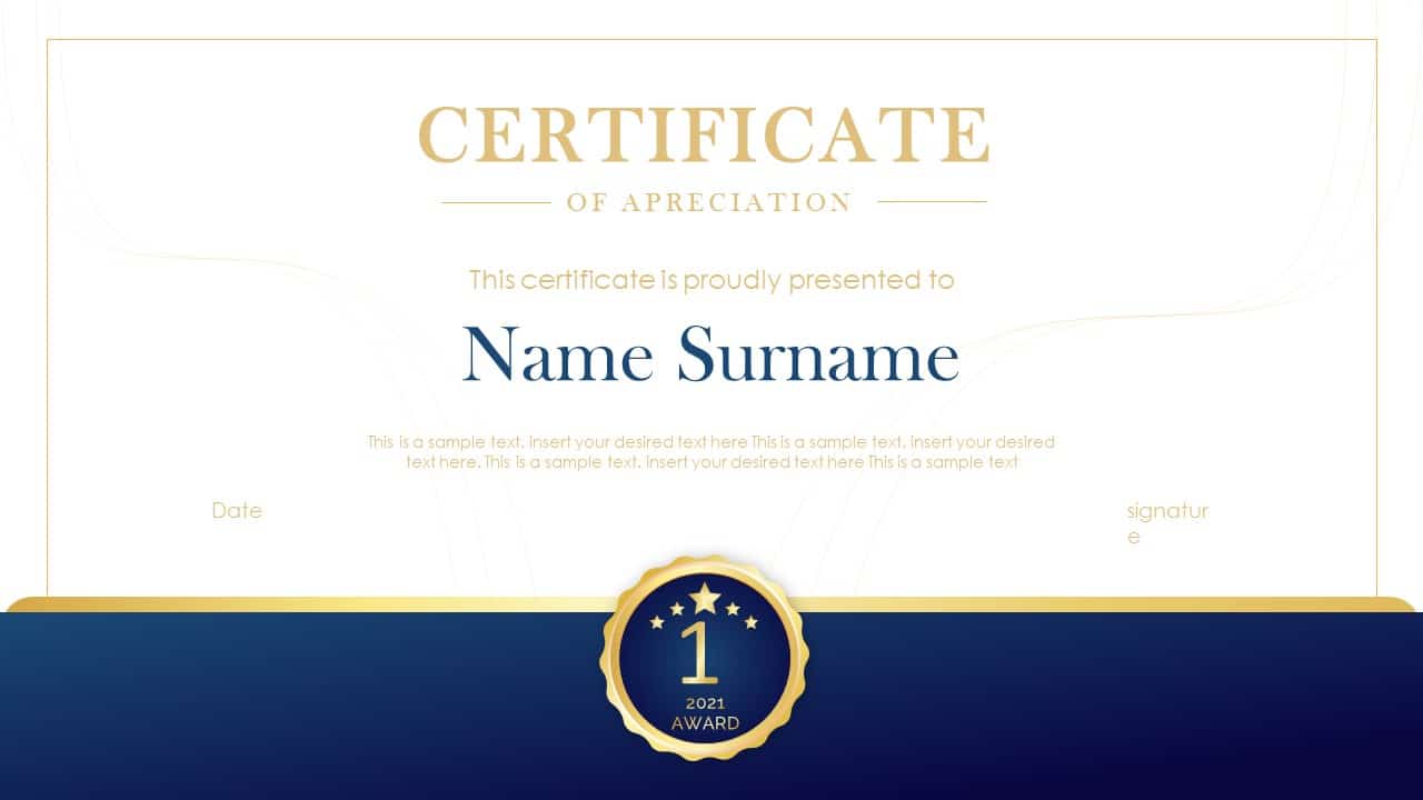 sample award certificate template