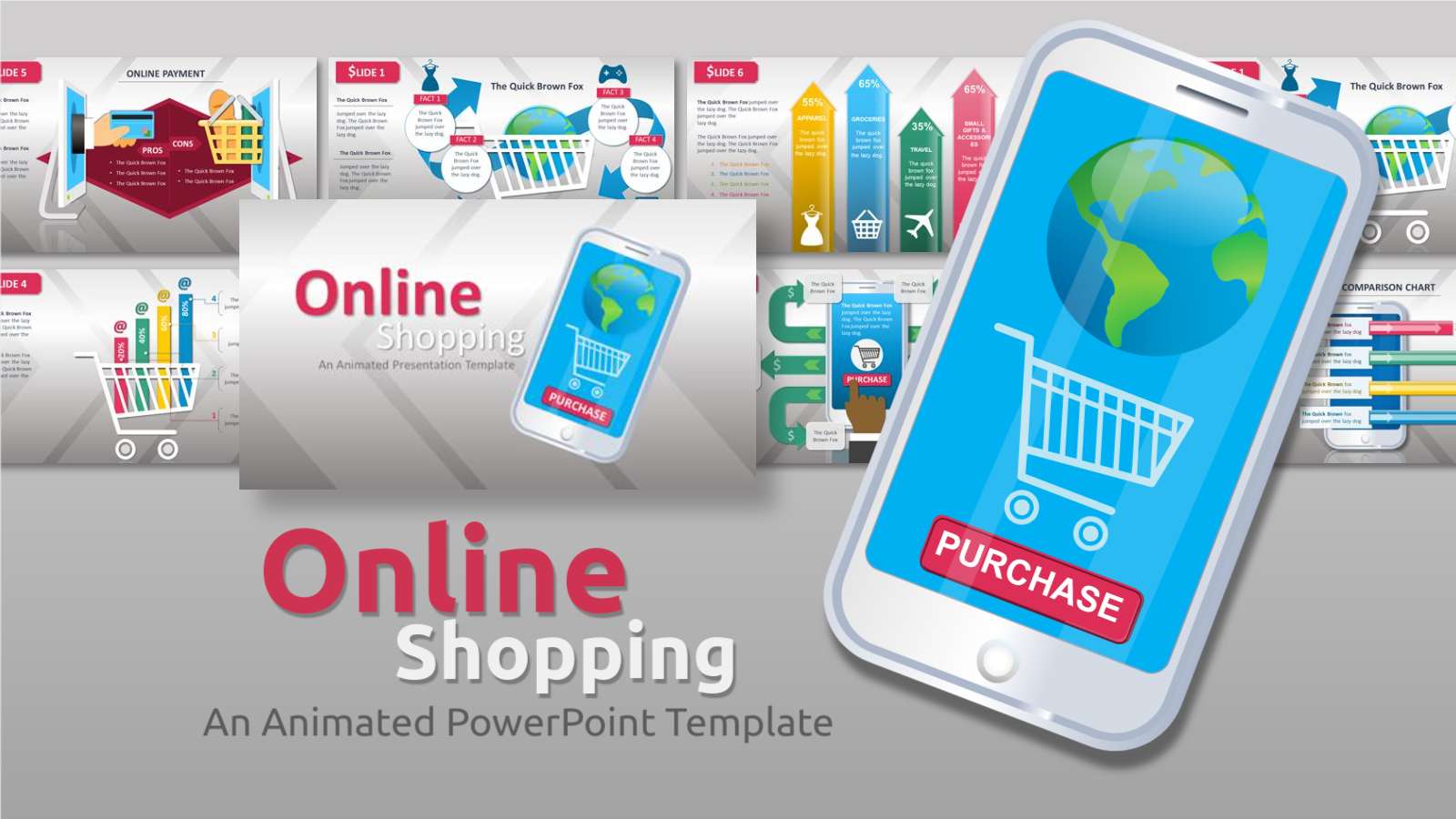 Plantilla de PowerPoint - compras móviles en línea