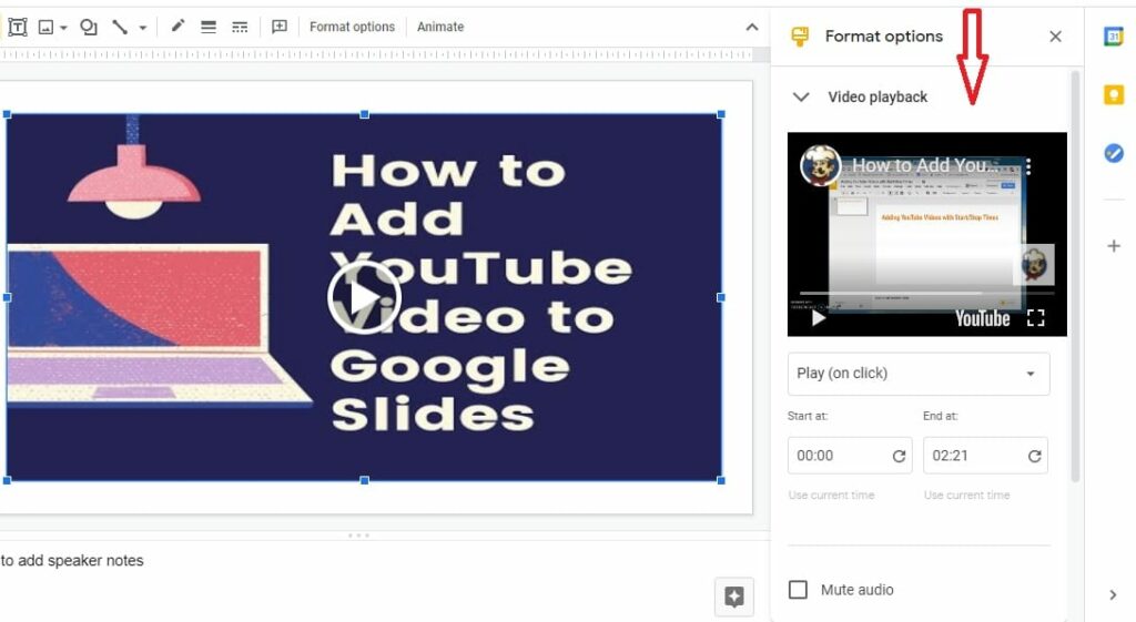how to crop a video in google slides
