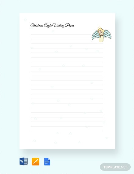 Free Christmas Angel Writing Paper Handwriting Template
