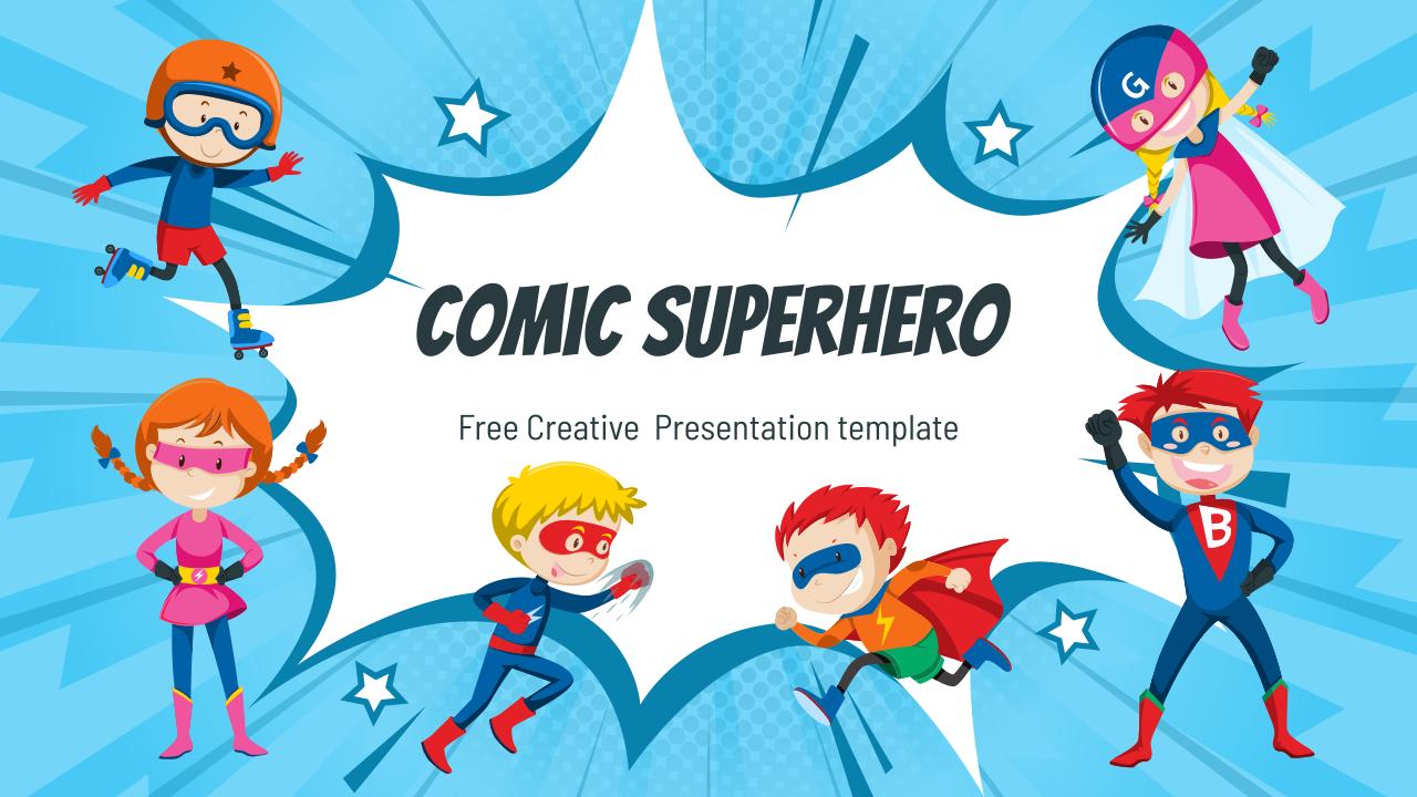 Cómics de superhéroes lindos temas de Google Slides