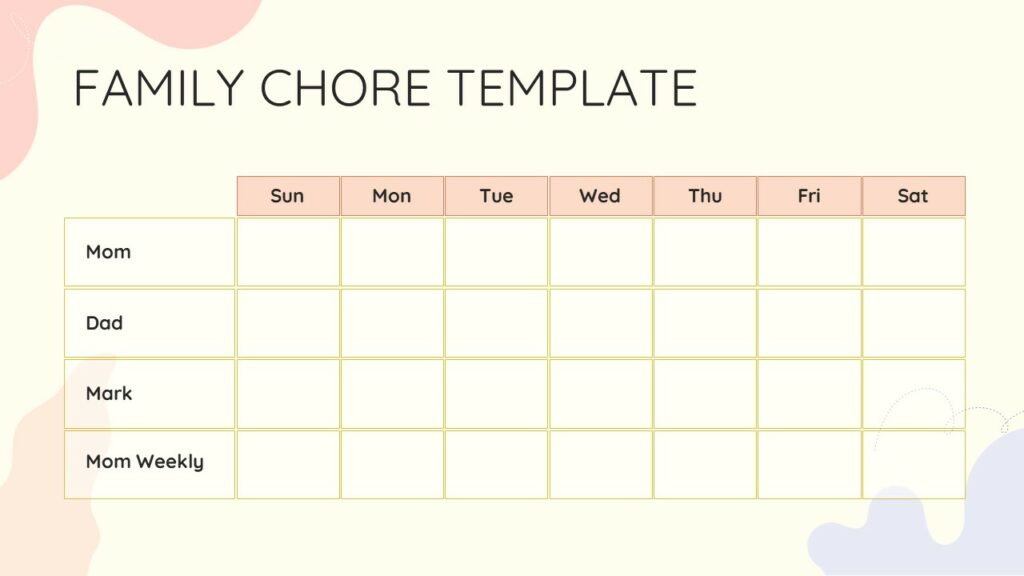 Free Google Slides Family Chore Chart Template