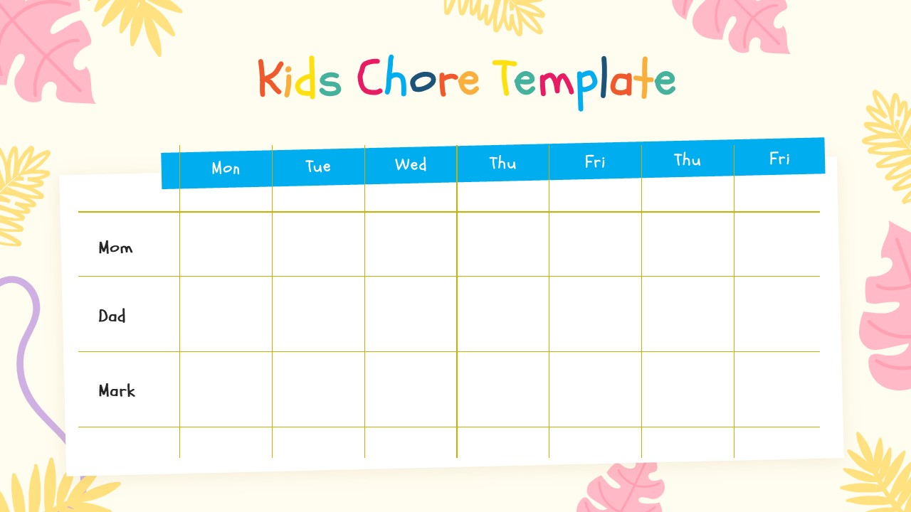 1. Free Google Slides Chore Chart for Kids