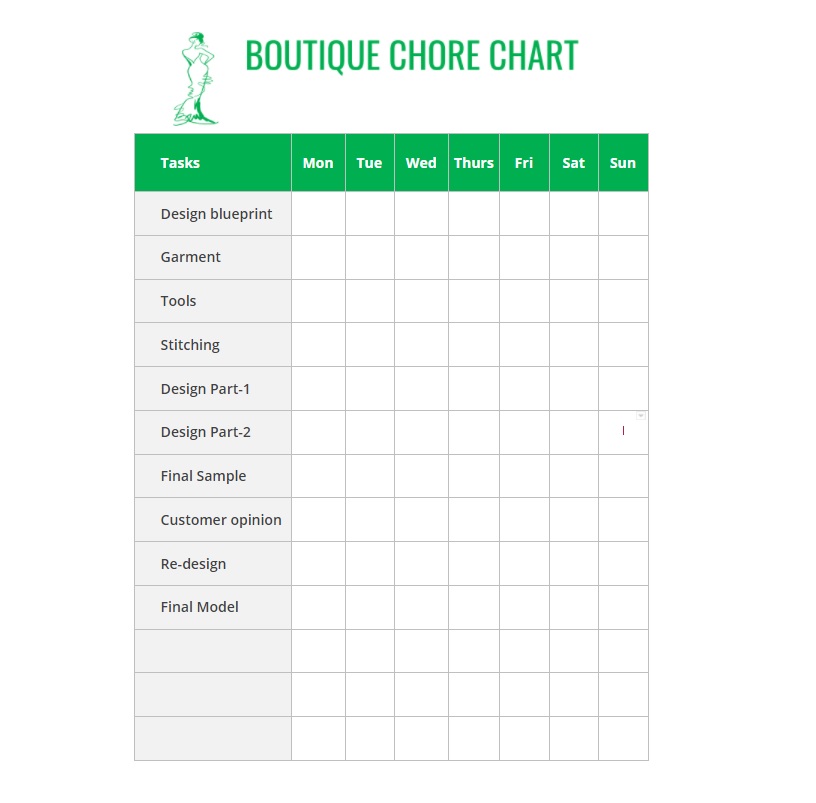 Free Google Boutique Chore Chart Template