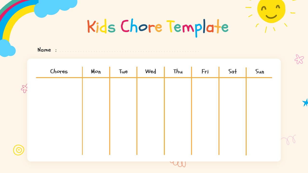 Free Kids Chore Chart Template