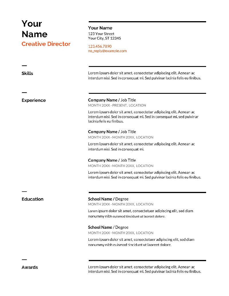 Free Manager Google Docs Resume Template