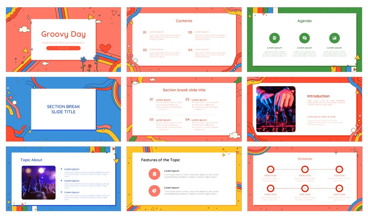 Plantilla de PowerPoint - temas de Google Slides estéticos de Groovy Day