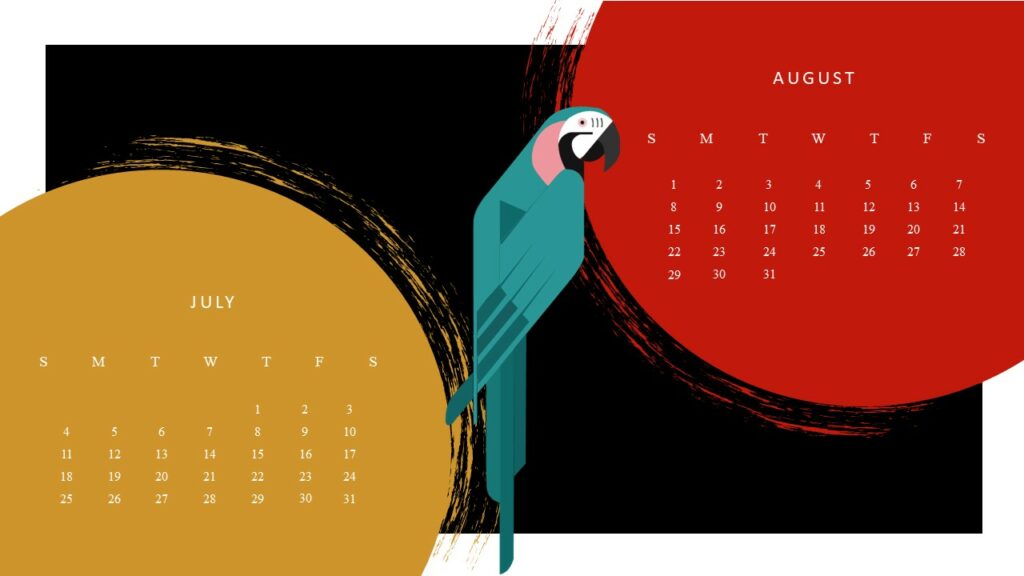 Free Google July August 2021 Calendar Template
