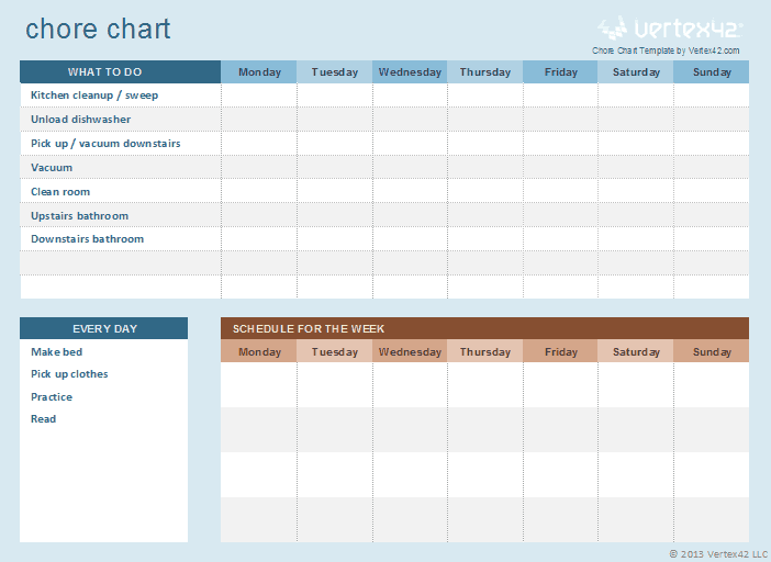 Free Creative Kids Chore Chart Google Sheets Template