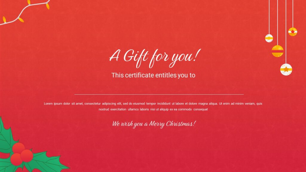 Red colored theme gift certificate template