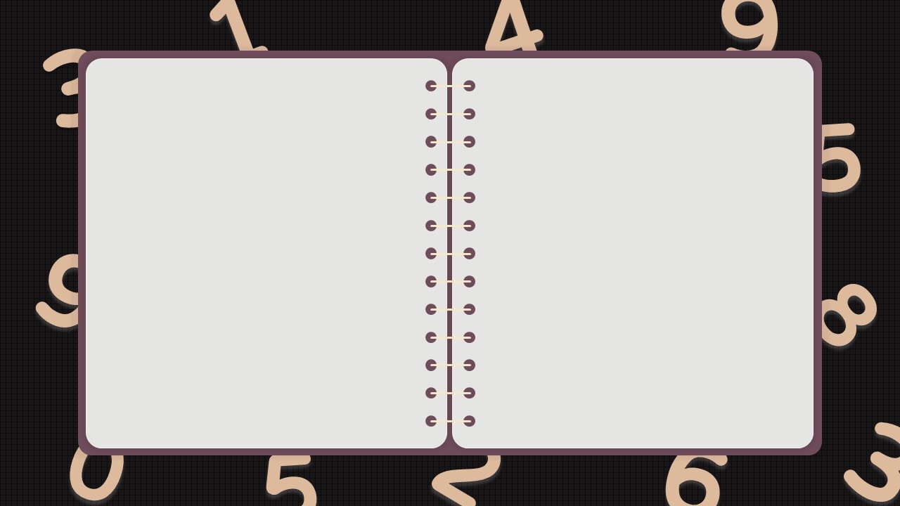 A spiral style notebook background with numbers on the frmae
