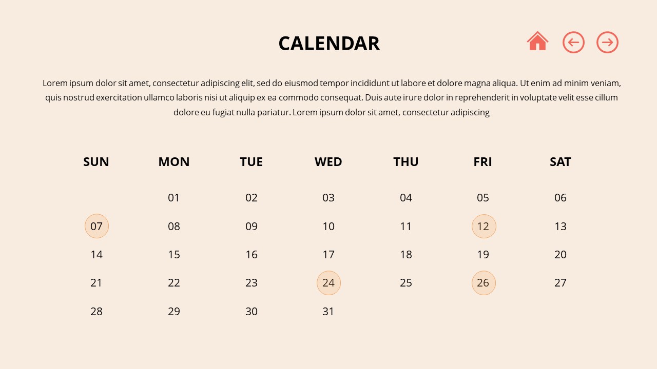 The image shows an image of calendar with holidays