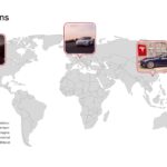 World map showcasing the Tesla locations