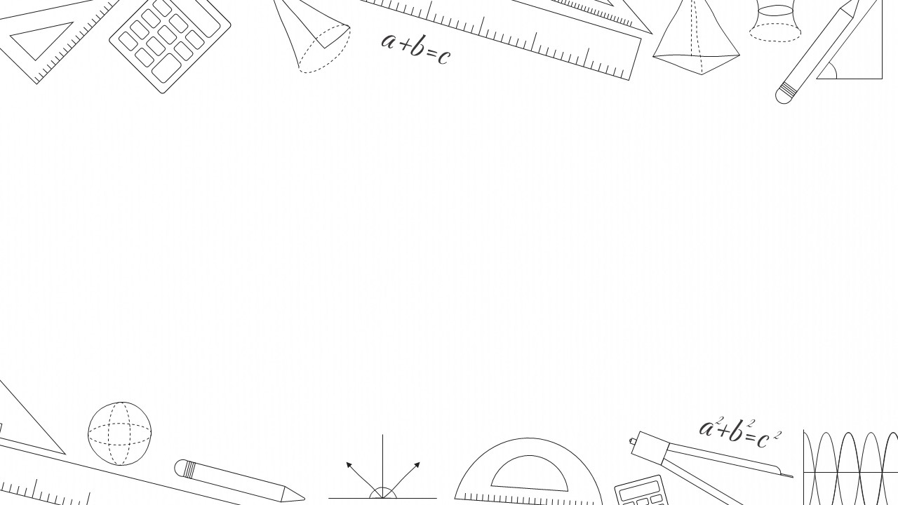 A white background with mathematical instruments on the corners