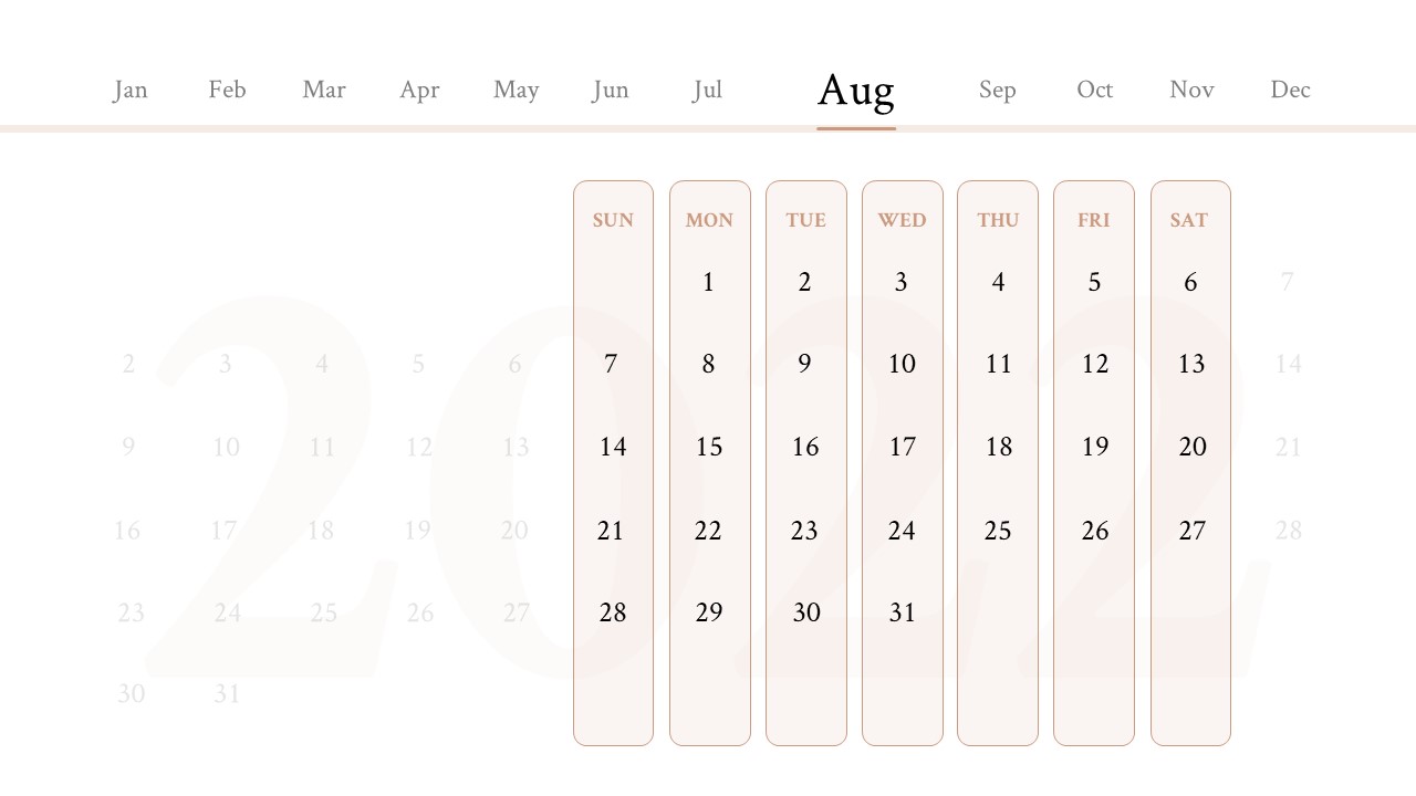 Free Creative calendar for August 2022