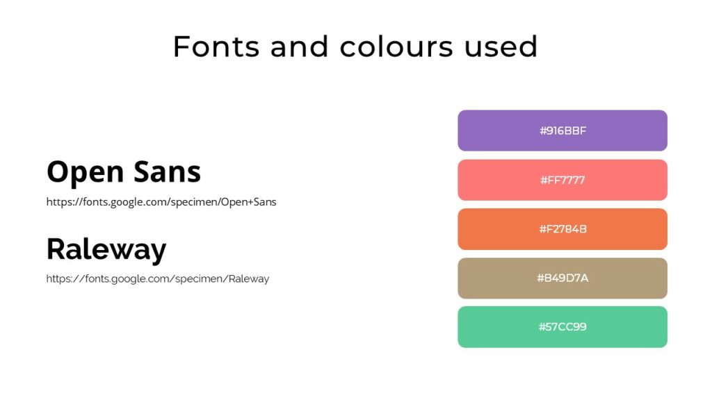 Details of fonts being used in intro slides
