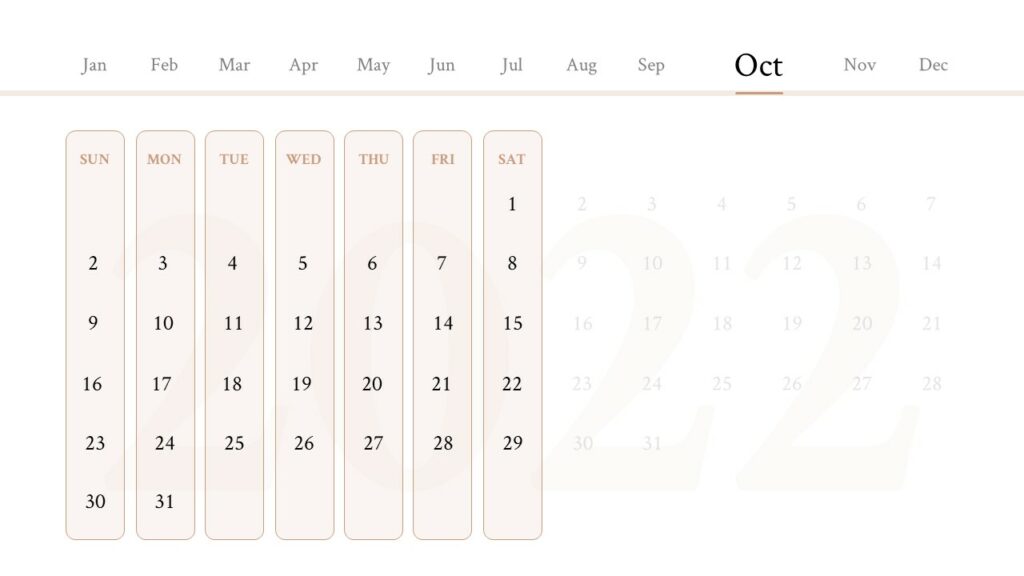 A creative calendar for october 2022