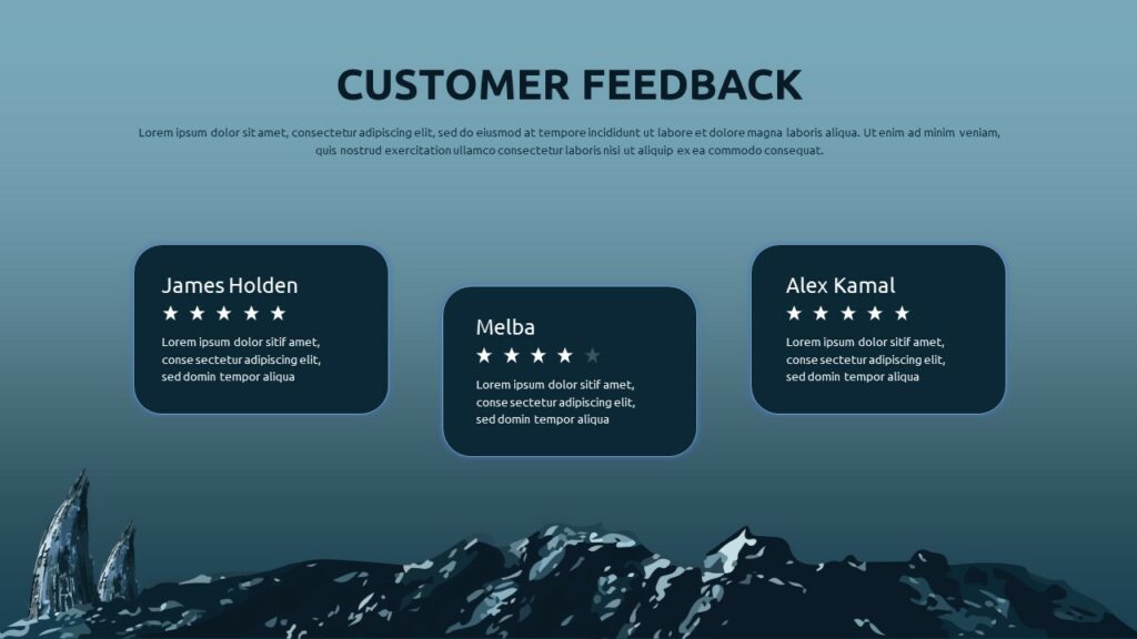 amazing customer testimonial template with view of rocky mountains