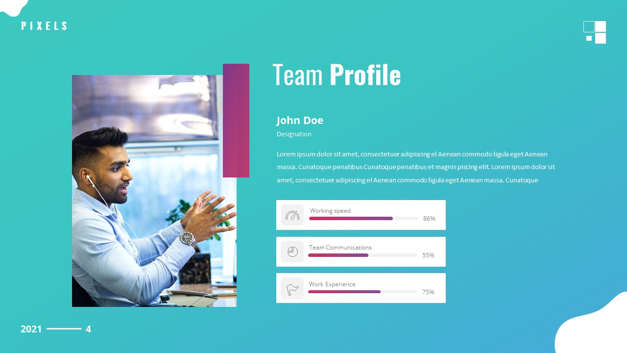 A professional team profile template to exhibit team details
