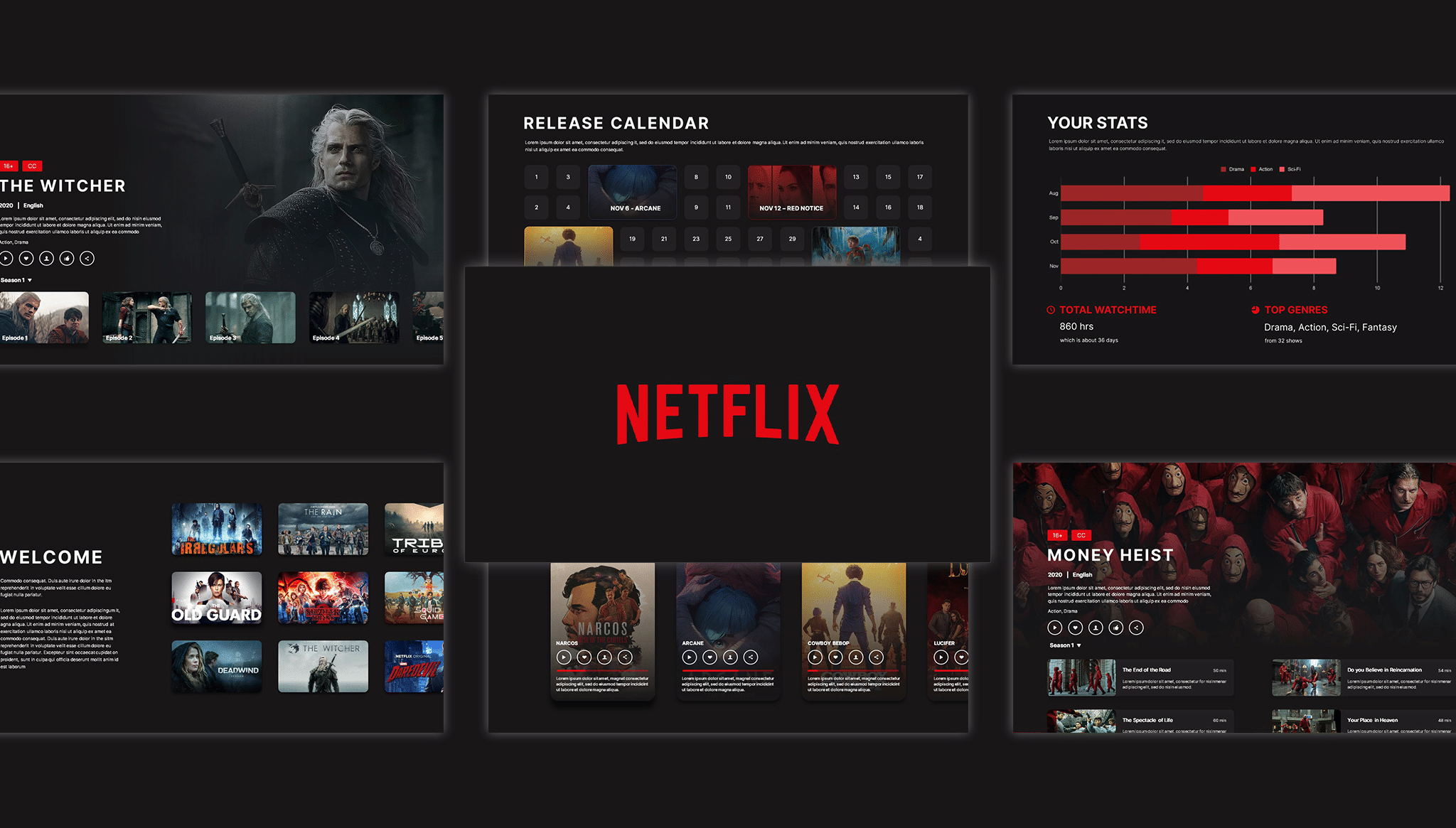 Un póster creativo de Netflix con increíbles pósters de series