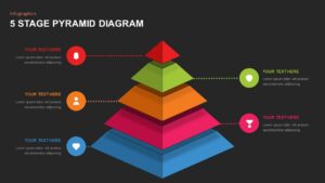 Dark 3D Five Step Pyramid Infographic template