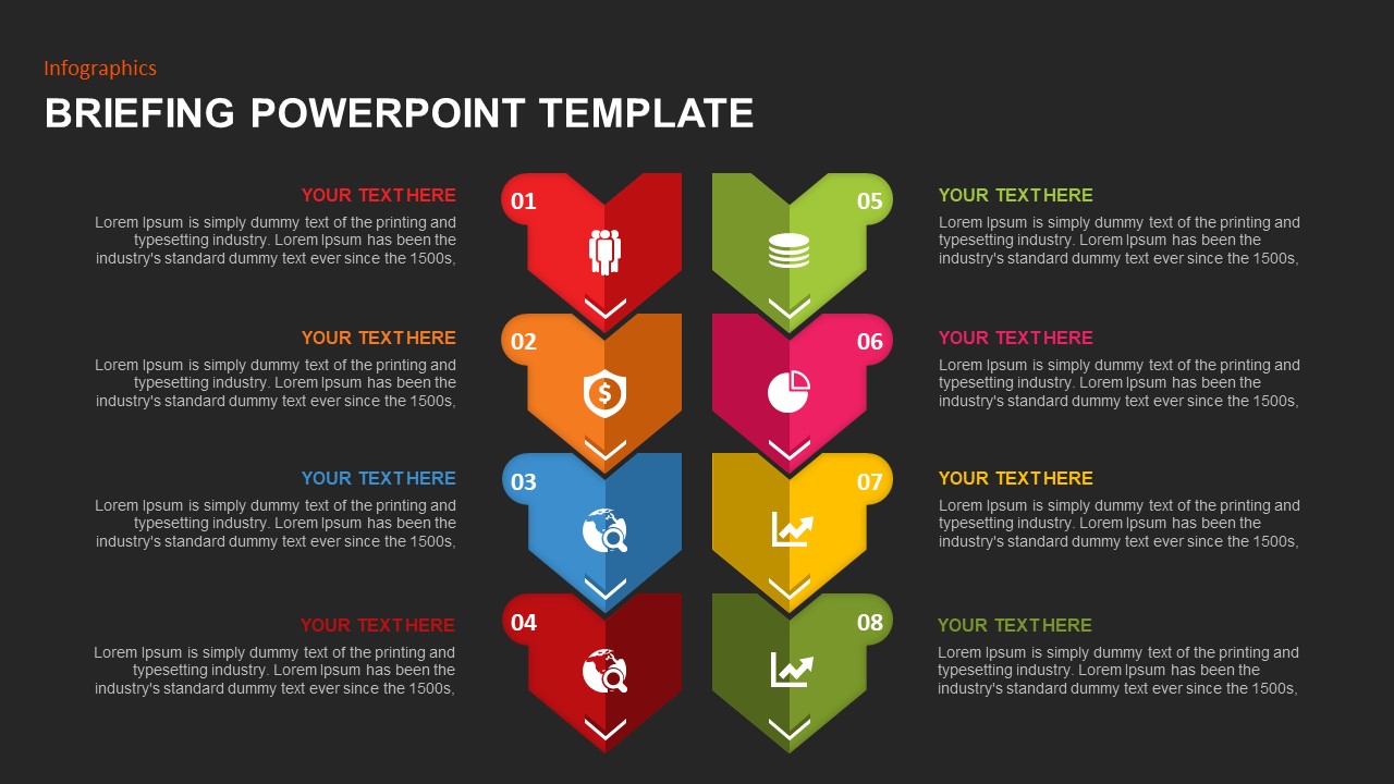 Dark theme eight step timeline template