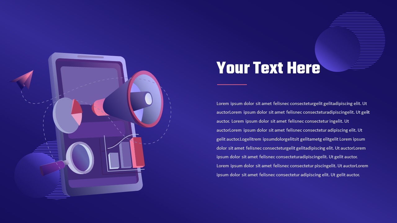 Amazing digital marketing template with image of an loudspeaker emerging out of a phone