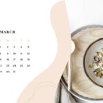 March 2022 calendar with food stlye theme
