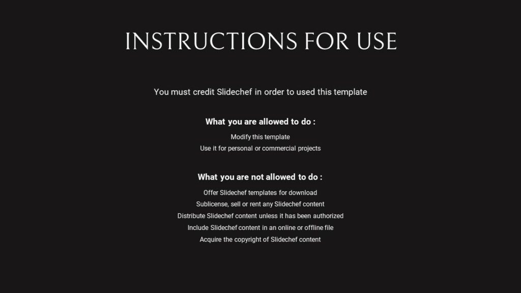 Details and instructions to use over black background