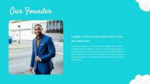 Cool template with blueish background to feature the founder
