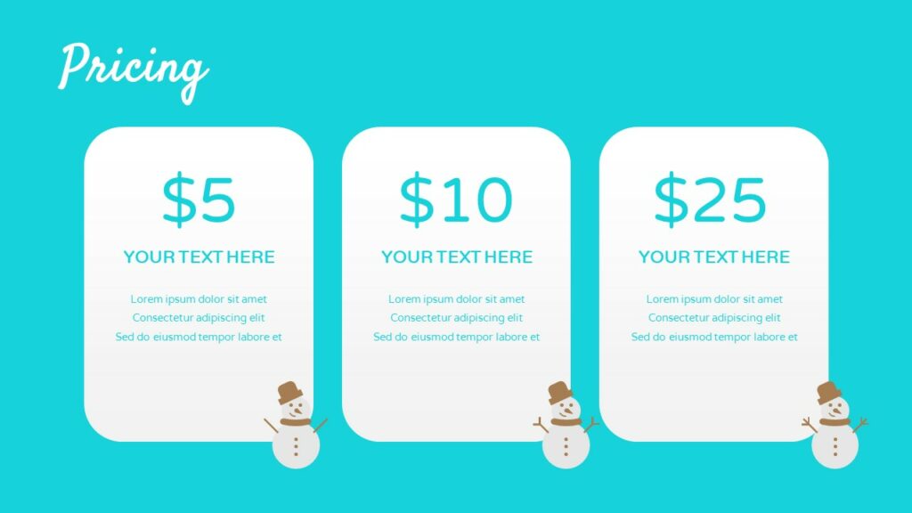 Creative pricing table