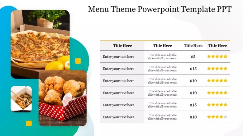 Menu template for restaurant 