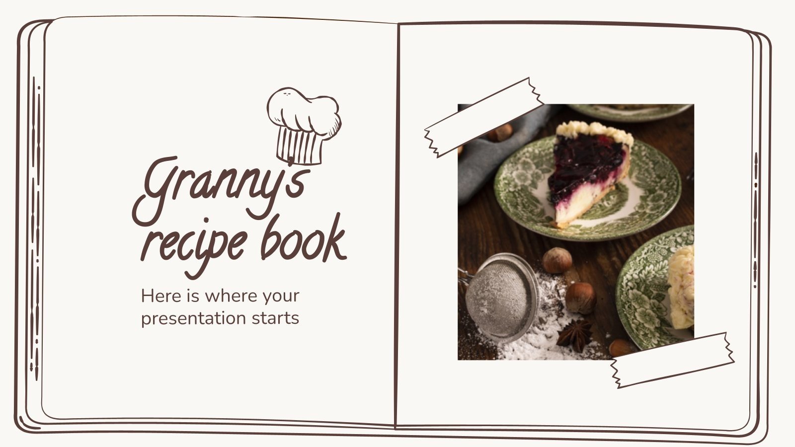 Tablero de menú estilo libro de recetas de la abuela