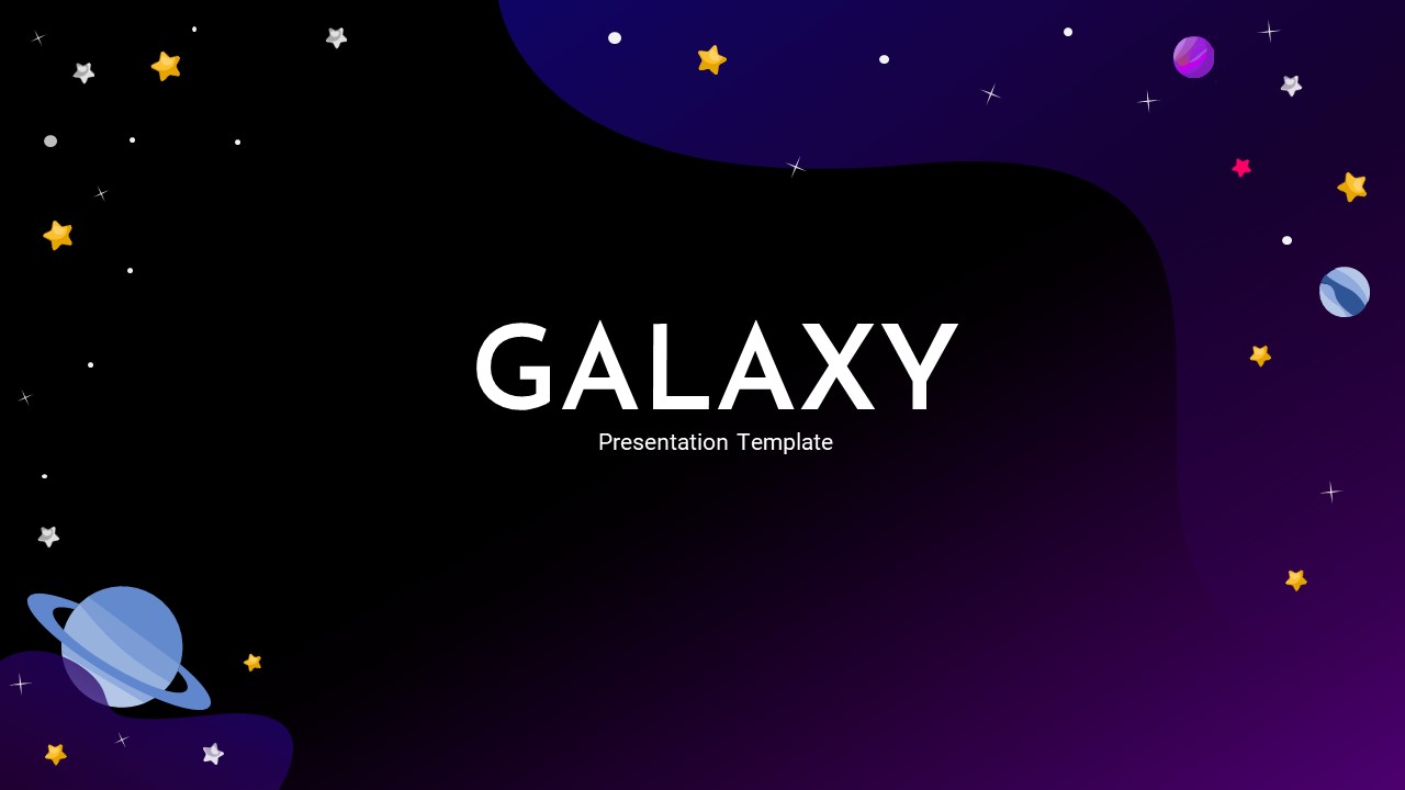 Galaxy theme background with planet, stars and galaxies icons 