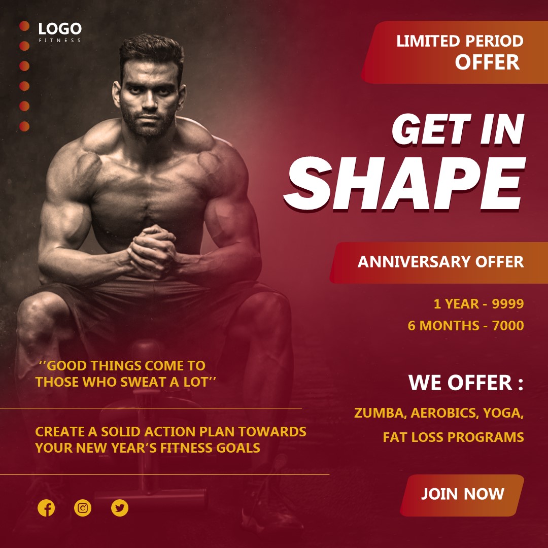 Gym poster featuring a muscular bodybuilder