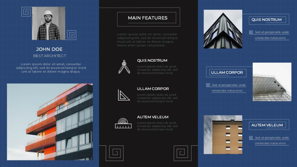 Free Trifold Architecture Brochure Template PowerPoint