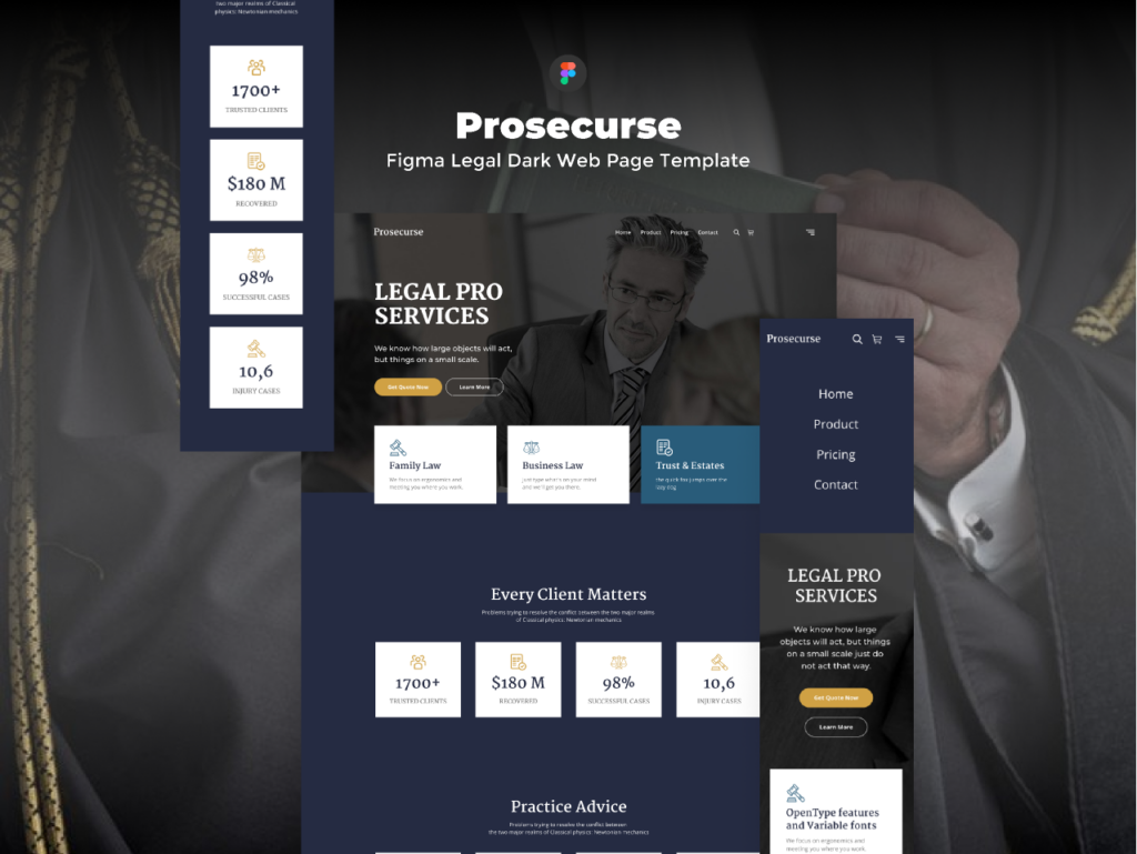 Free Figma Law Firm Dark Web Page Template 