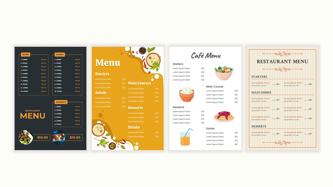 Menu Template Free Google Slides