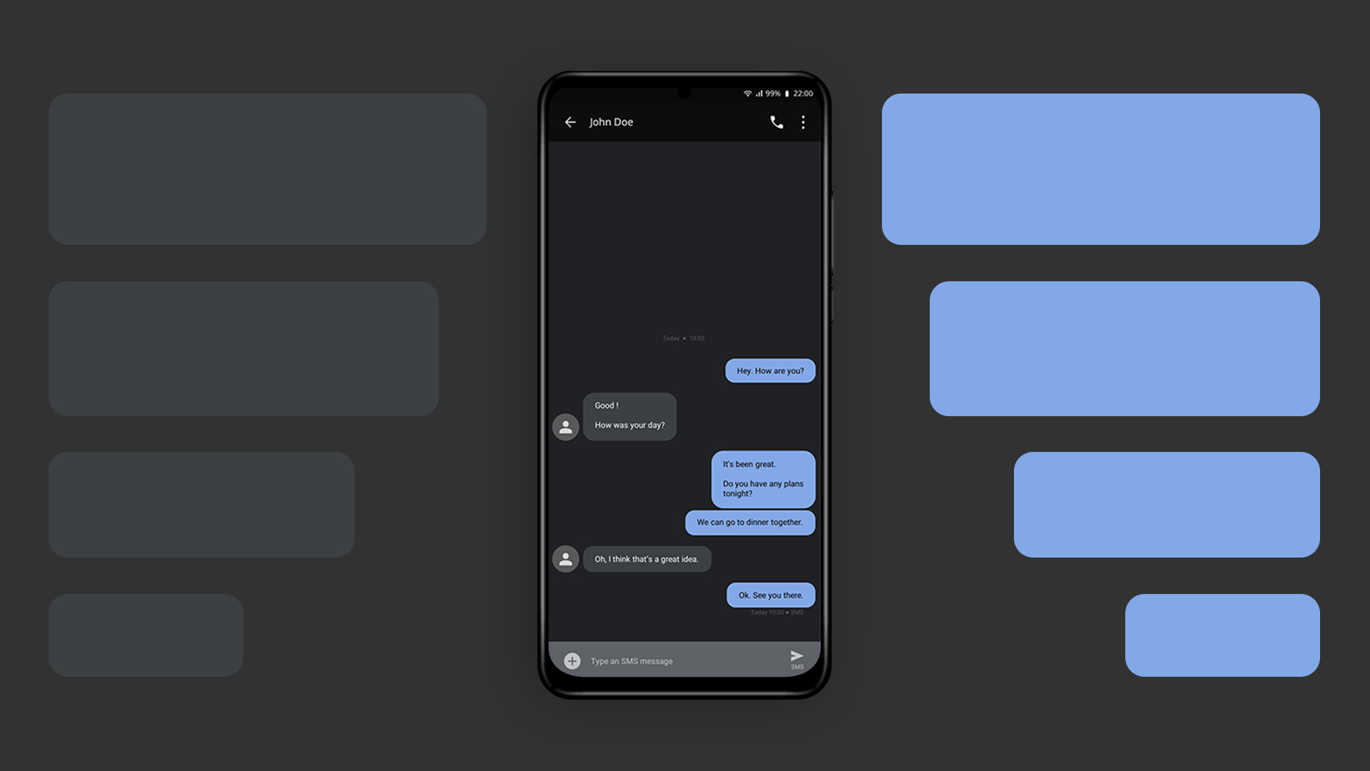dark theme phone message template