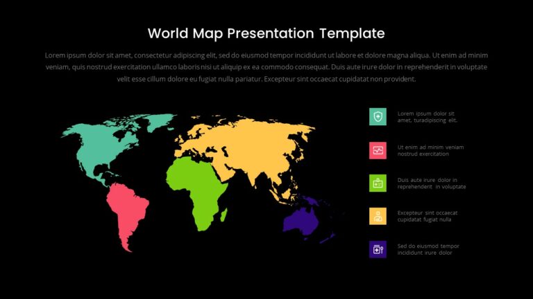 Free Colorful World Map Template PowerPoint & Google Slides