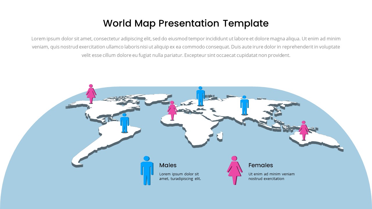 Plantilla gratuita de mapa mundial de proporción de género  