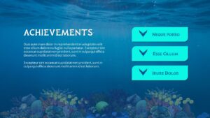 Achievement page showcasing aquatic life at bottom